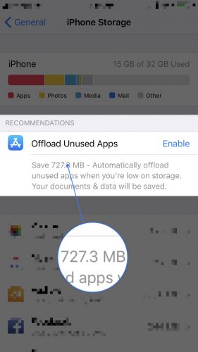 data saved by offload unused apps