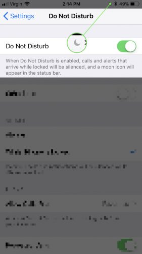 do not disturb icon indicates on