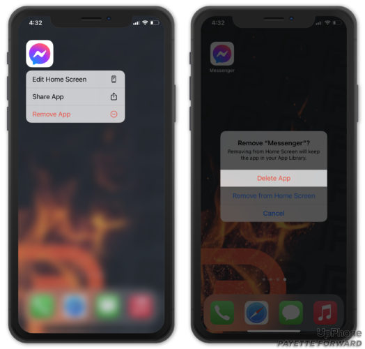 delete messenger on iphone