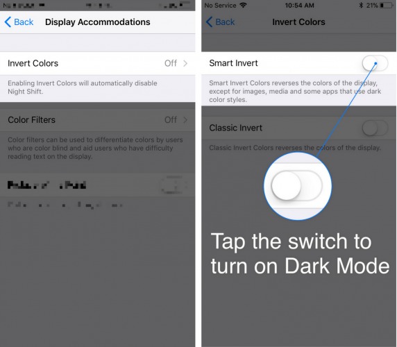 turn on iphone dark mode