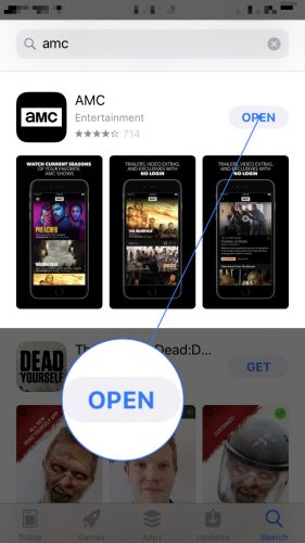 download install open amc app