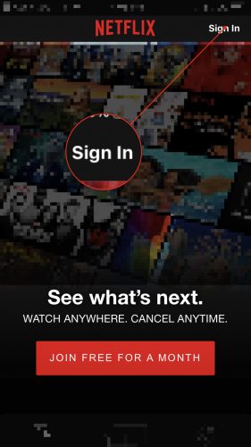 sign into netflix app