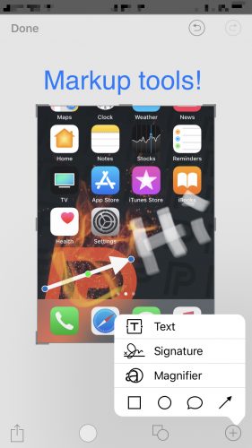 iPhone iOS 11 screenshot editing tools