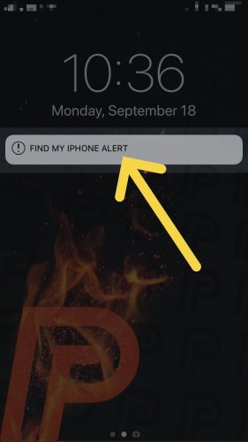 find my iPhone alert screenshot