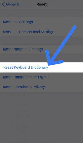 restablecer el diccionario del teclado en el iphone