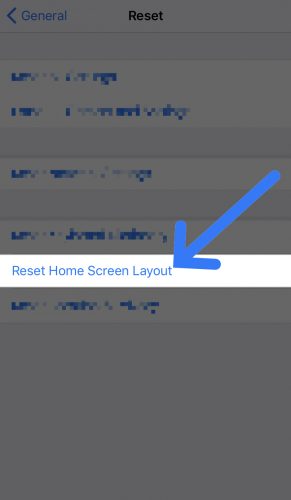 restablecer la pantalla de inicio en el iphone