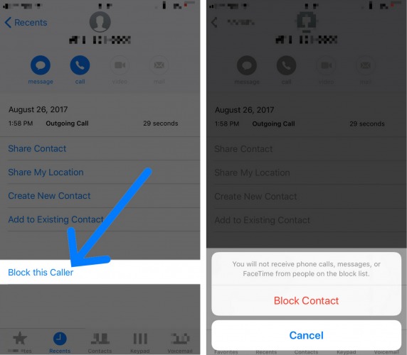 block this caller phone app ios 11