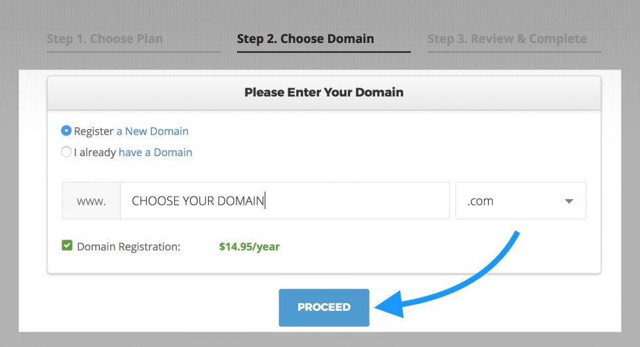 choose a domain on siteground