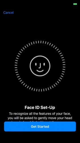 Face ID Set-up Screen