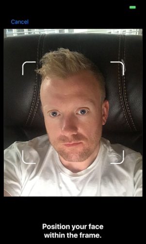 Position face within frame Face ID