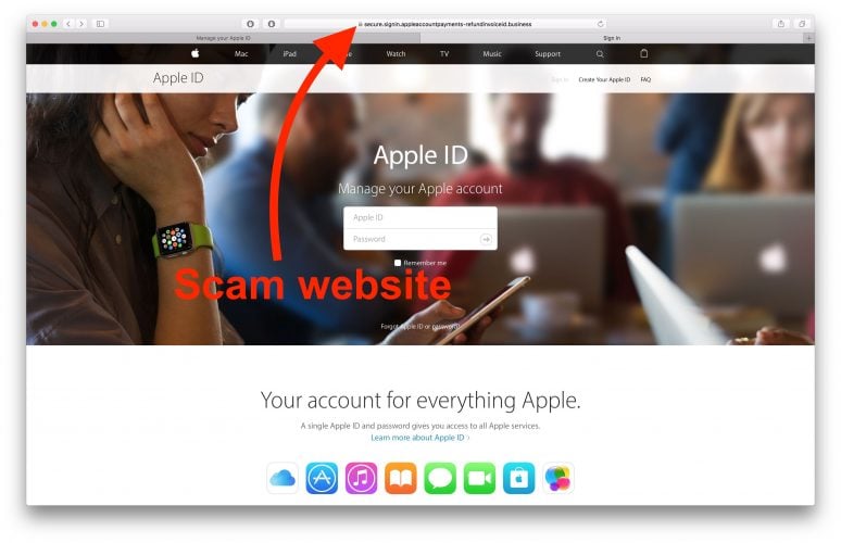 scam apple website