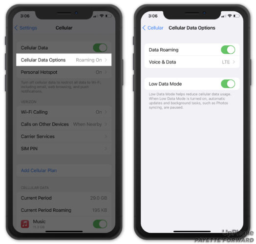 activar el roaming de datos móviles en el iphone