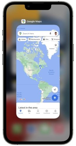 cerrar la aplicación de Google Maps en iPhone