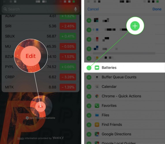 add batteries widget to iphone