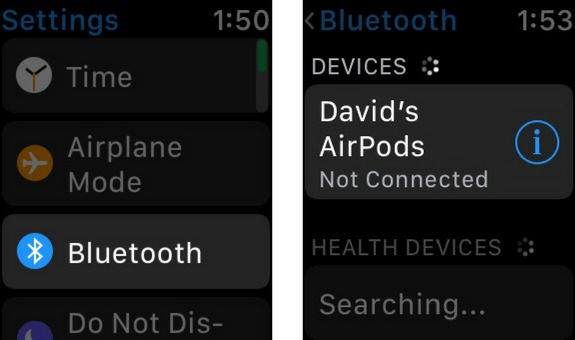 airpods connected to apple watch