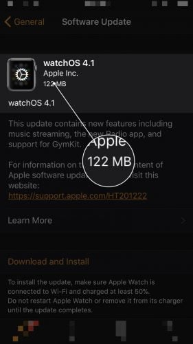 check size of watchos update