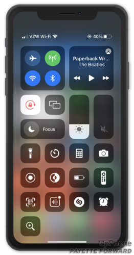 control center iphone with face id