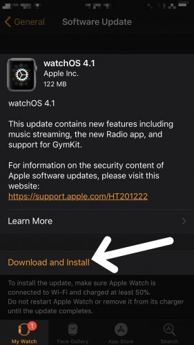 descargar e instalar watchOS