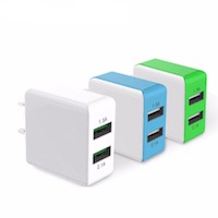 cargador usb dual de pared rápido