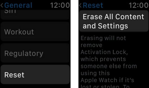 borrar todo el contenido y los ajustes en Apple Watch