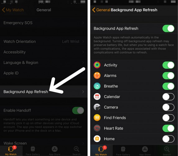 Cómo desactivar la actualización de la aplicación en segundo plano en Apple Watch