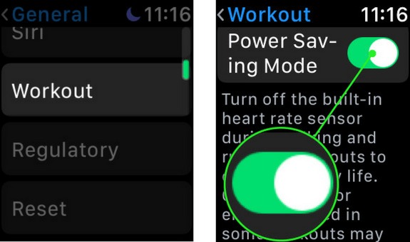 Cómo activar el modo de ahorro de energía para la aplicación de entrenamiento Apple Watch
