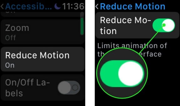 Cómo activar reducir el movimiento en Apple Watch