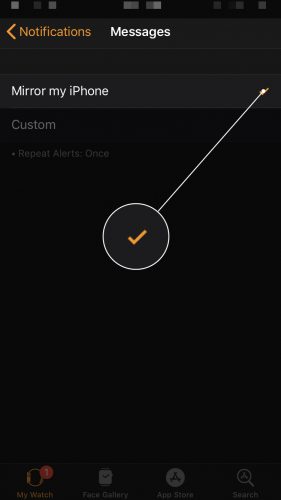 mirror iphone settings to apple watch