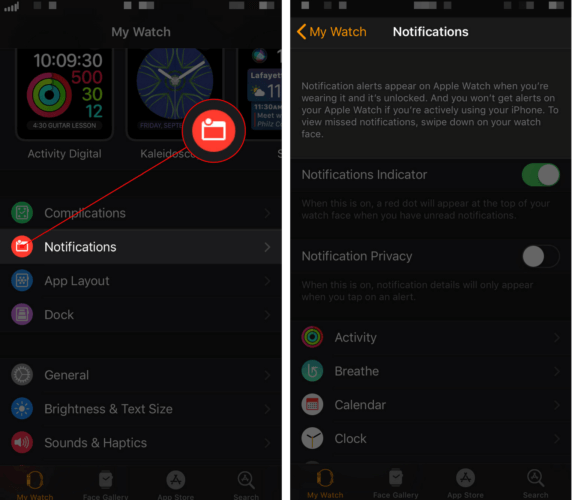 configuracion de notificaciones iphone aplicacion watch