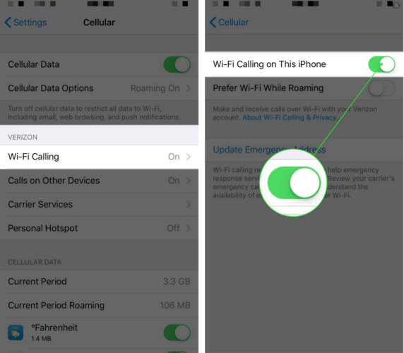 enciende las llamadas wi-fi en este iphone