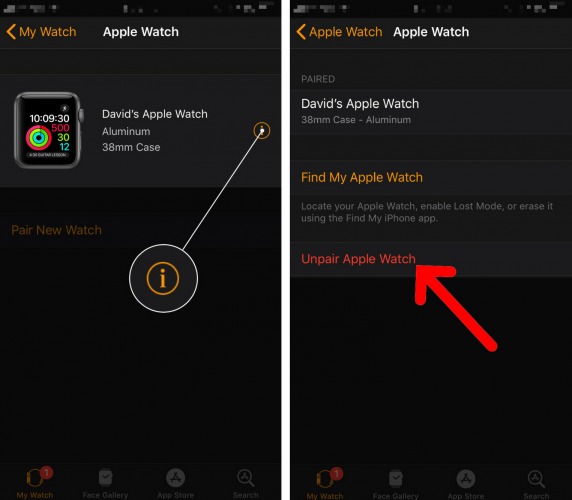 unpair apple watch and iphone