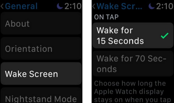 activar pantalla durante 15 segundos apple watch