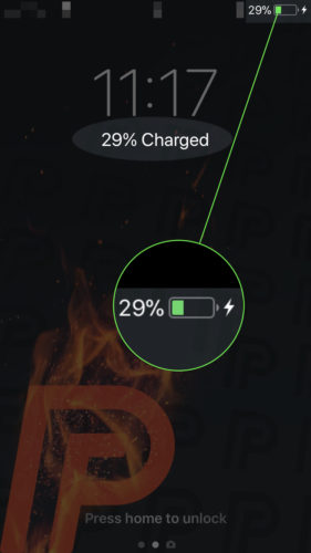 green battery icon in the upper right hand corner