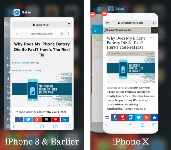 close apps iphone 8 vs iphone x