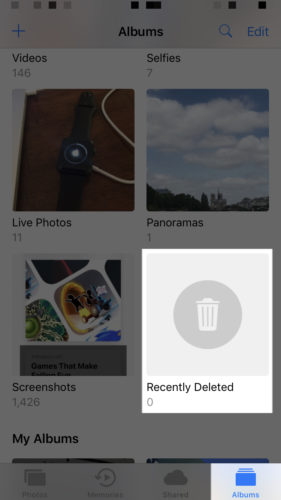 recently deleted images iphone