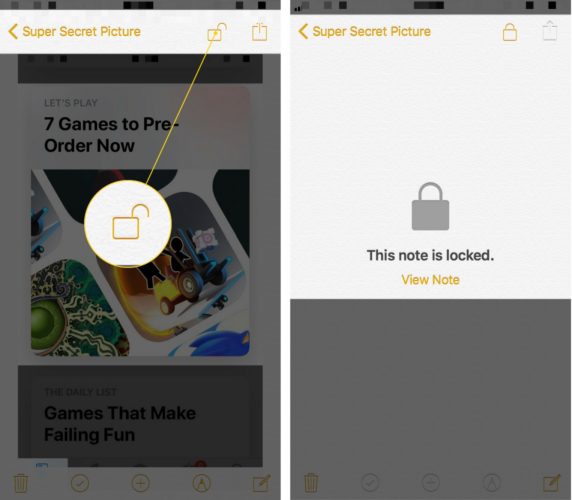 this note is locked iphone