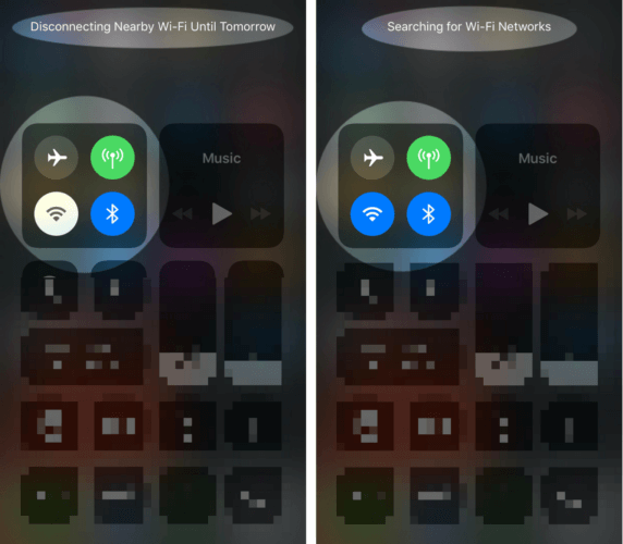 wi-fi connection notification control center