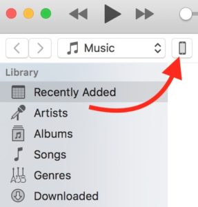 click the iphone icon in itunes