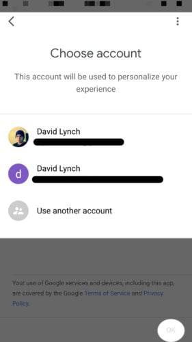 choose gmail account for google home