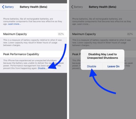 disable peak performance capability