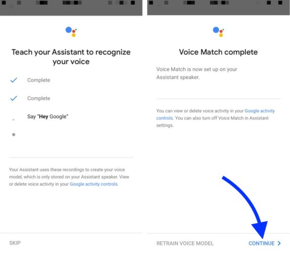 google home voice match complete