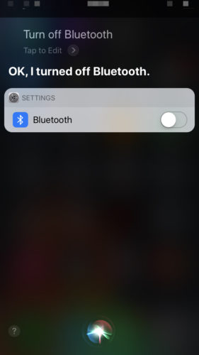 turn off bluetooth using siri command