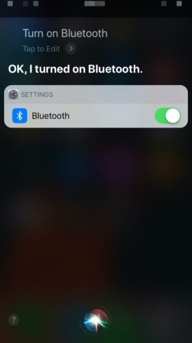 turn on bluetooth using iphone siri