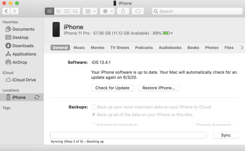 update iphone using finder