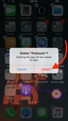 eliminar la aplicación de podcasts en el iphone