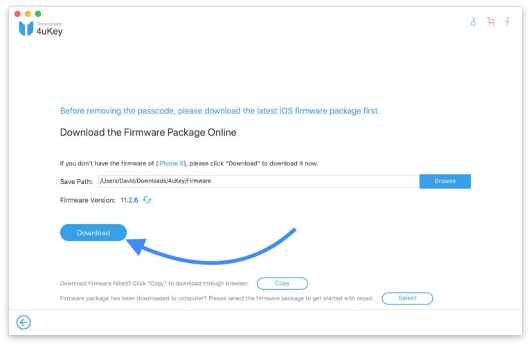 download latest firmware package in 4ukey