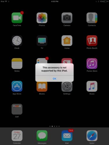 accessory is not supported by this ipad
