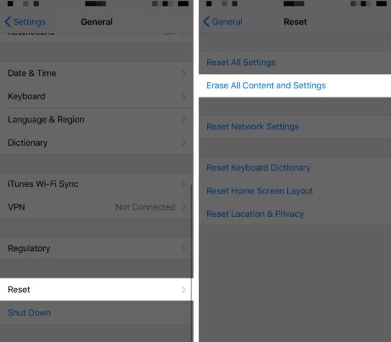 borrar todo el contenido y la configuración de tu iphone