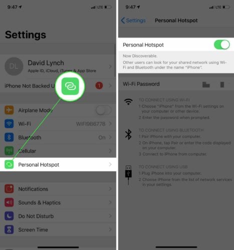 how to turn on personal hotspot