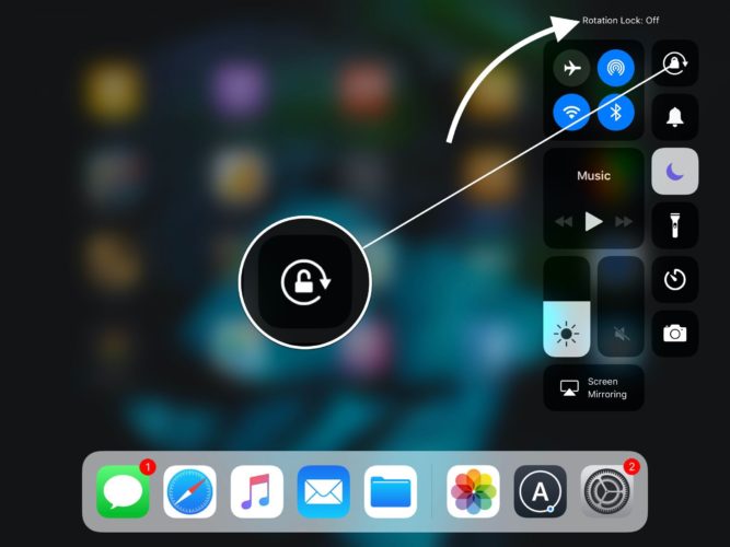 ipad rotation lock off